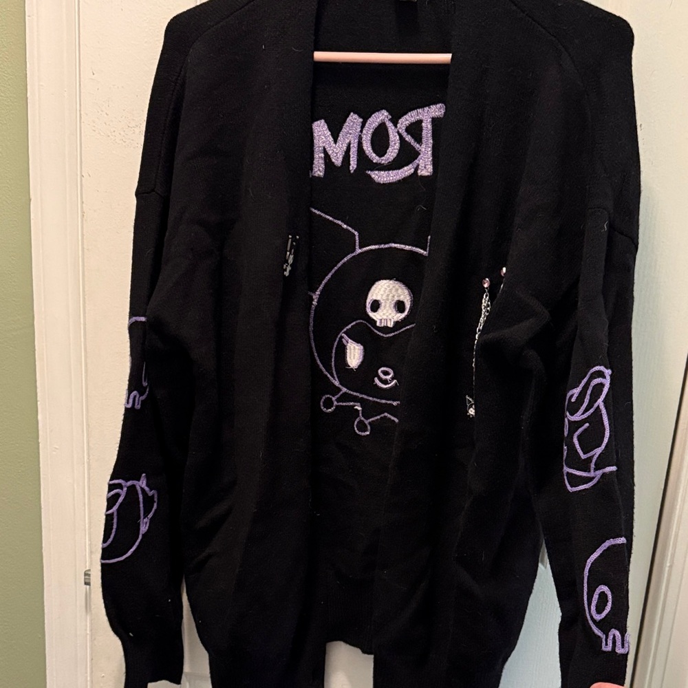 Black and Purple Graphic Women's Cardigan
